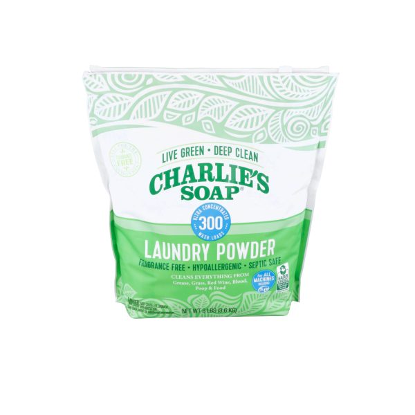 Charlie's Soap, Laundry Powder 300 Loads, Fragrance Free, 8 lbs, 1 Pack