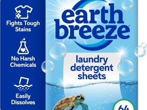 Earth Breeze Laundry Detergent Sheets, Fresh Scent Eco Sheets, 32 Count, 64 Loads