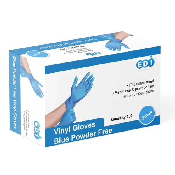 EDI Blue Vinyl Gloves (Small, 100)