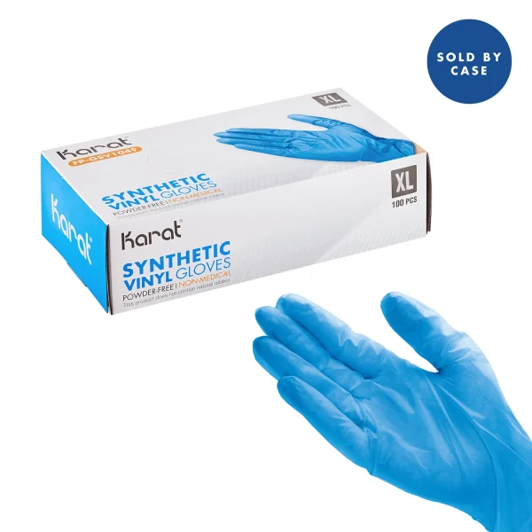 Karat Blue Synthetic Vinyl Powder-FREE Glove - X-Large - 1,000 ct